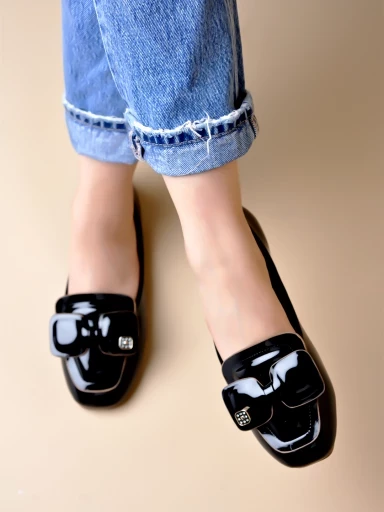 Stylestry Bow Detailed Black Marry Janes For Women & Girls
