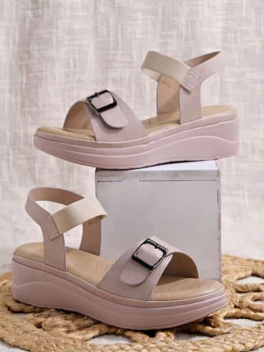 Stylestry Slingback Cream Platform Heels For Women & Girls