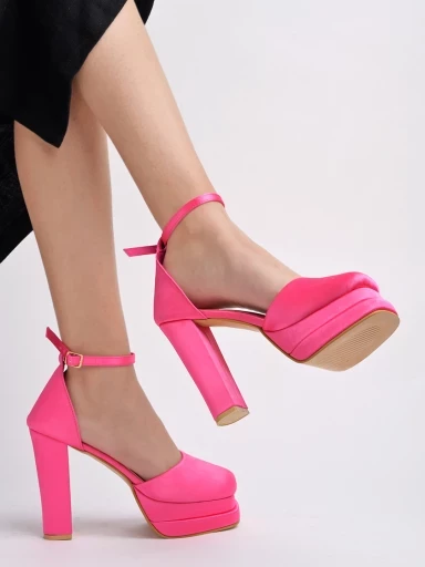 Stylestry Chunky Platform Pink High Heels For Women & Girls