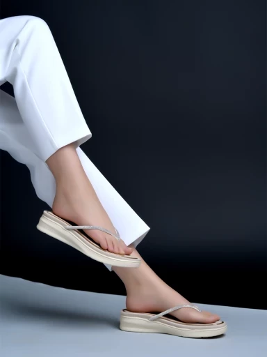 Stylestry Embellished Strap Beige Flats For Women & Girls