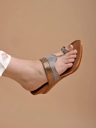 Stylestry Embellished Ethnic Copper Wedges For Women & Girls