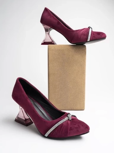 Shoetopia Rhinestone Decor Pointed Toe Stylish Cherry Pumps For Women & Girls