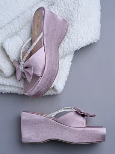 Stylestry Embellished Mauve Platfrom Heels For Women & Girls