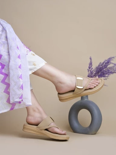 Stylestry Stylish Beige Wedges For Women & Girls