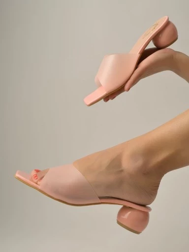 Stylestry Clear Strap Solid Peach Block Heels For Women & Girls