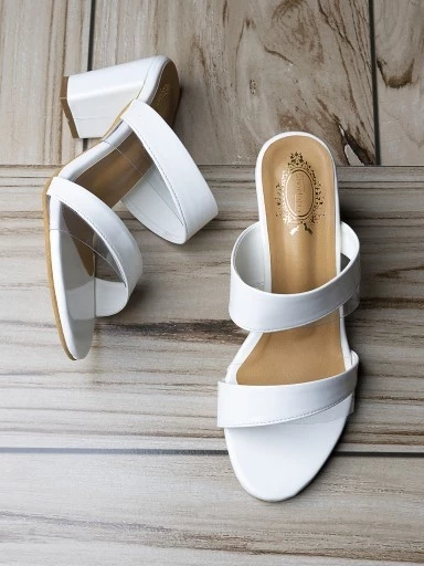 Stylestry Womens & Girls White Solid Block Heels