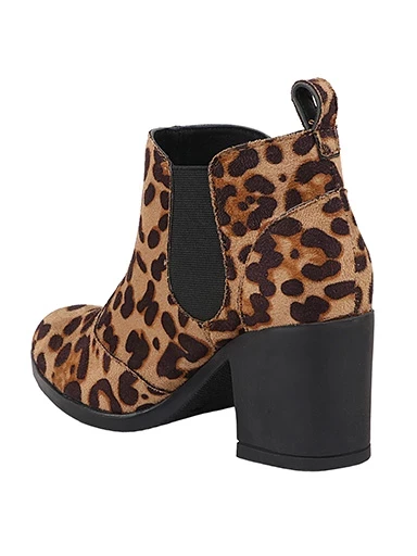 Stylestry Womens & Girls Tan Coloured Pull On Leopard Print Heeled Boots