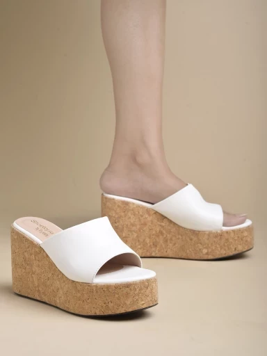 Stylestry Solid White Wedges Heels For Women & Girls