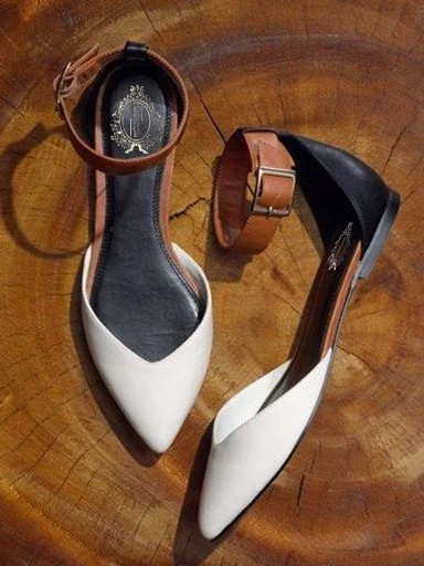Stylestry Stylish Ankle Strap White Flats For Women & Girls