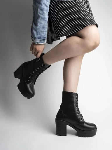Stylestry Strappy Buckle Ankle Black Boots for Women & Girls