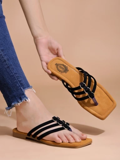 Stylestry Stylish Solid Black Flats For Women