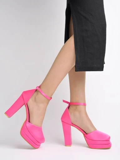 Stylestry Chunky Platform Pink High Heels For Women & Girls