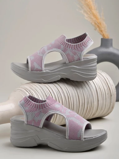 Stylestry Lightweight Comfortable Daily Wear & Trendy Flatforms Grey Sandals for Women & Girls