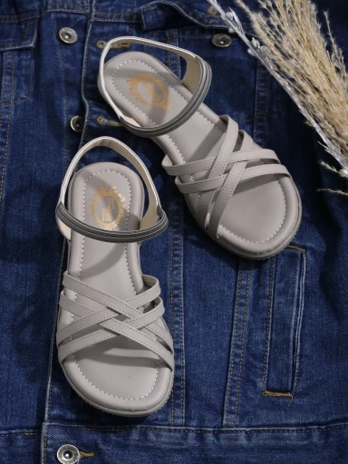 Stylestry Fashion & Comfortable Casual Grey Sandals For Women & Girls