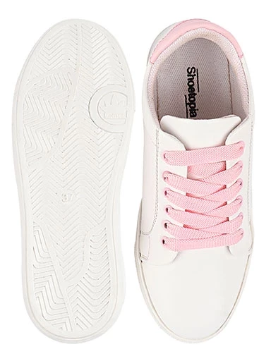 Stylestry Womens & Girls White Lace Up Trending Casual Sneakers