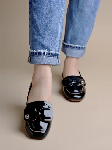 Stylestry Bow Detailed Black Marry Janes For Women & Girls