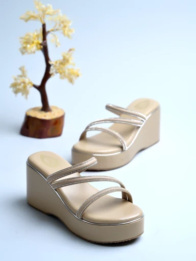 Stylestry Solid Beige Platfrom Heels For Women & Girls