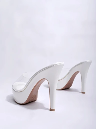 Stylestry Transparent Strap Detailed White High Heels For Women & Girls