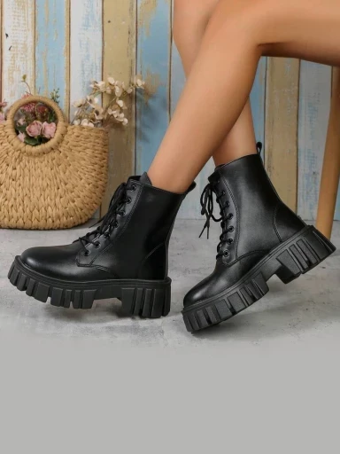 Stylestry Smart Casual Mid Top Black Boots For Women & Girls