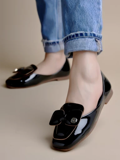 Stylestry Bow Detailed Black Marry Janes For Women & Girls