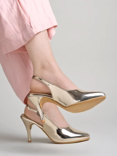 Stylestry Embellished Classy Golden Pumps For Women & Girls