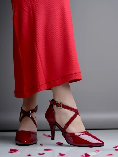 Stylestry Solid Criss-Cross Straps Cherry Wedges For Women & Girls