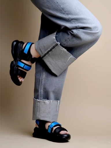 Stylestry Smart Casual Black & Blue Sporty Sandals For Women & Girls