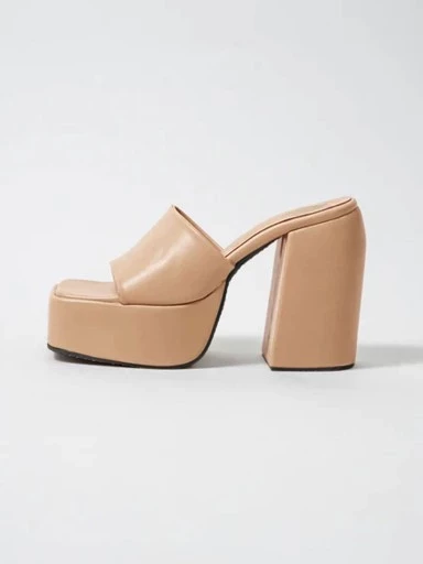 Stylestry Stylish Solid Beige Block Heels For Women & Girls