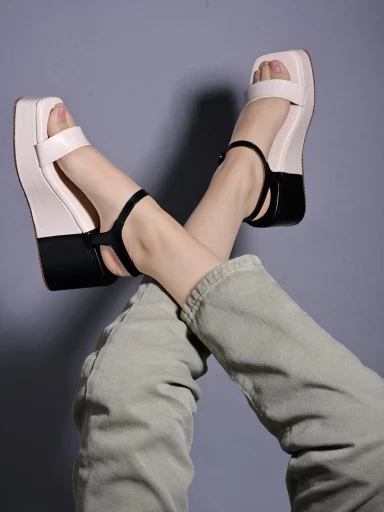 Stylestry Stylish Solid Cream Platform Heels For Women & Girls