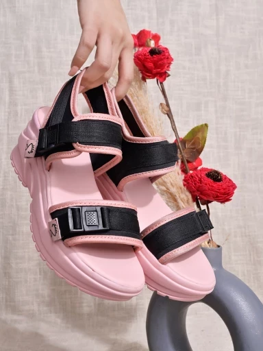 Stylestry Comfortable  & Sporty Pink Sandals For Women & Girls