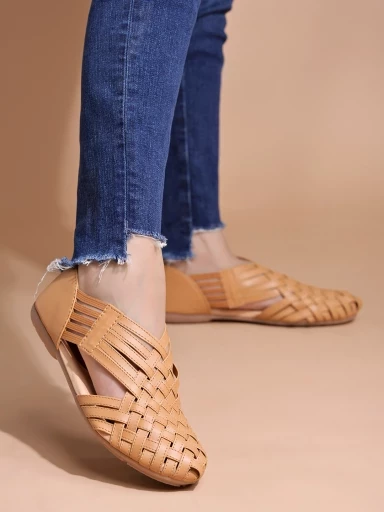 Stylestry Round Toe Tan Belly For Women & Girls