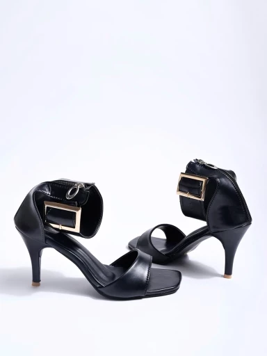 Stylestry Stylish Square Toe Black Stiletto Heels For Women & Girls