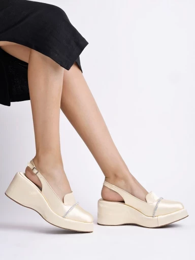 Stylestry Stylish Golden Platform Heels For Women & Girls