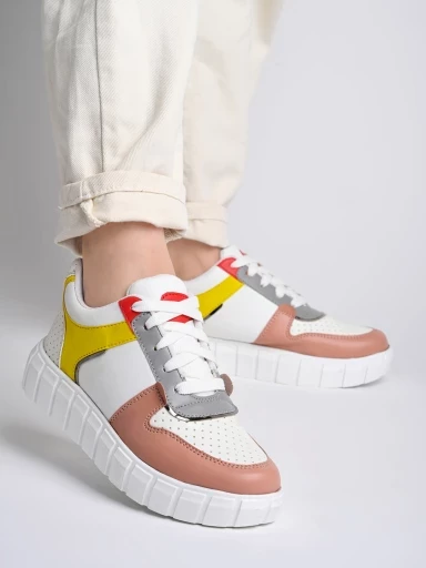 Stylestry Lace-up Detail White Chunky Sneakers For Women & Girls
