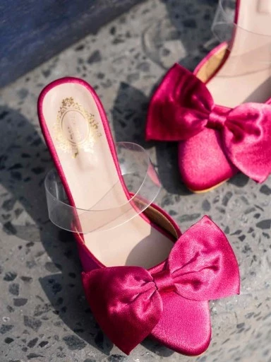Stylestry Women & Girls Stylish Butterfly Knot Detail Pink Pumps