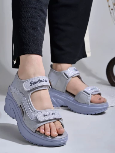 Stylestry Comfortable  & Sporty Grey Sandals For Women & Girls