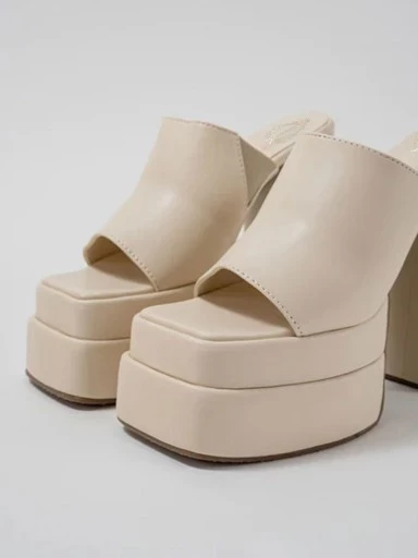 Stylestry Stylish Solid Cream Block Heels For Women & Girls