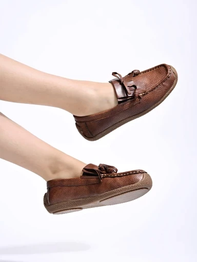 Stylestry Upper Tassel Detailing Brown Loafers For Women & Girls