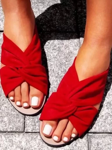 Stylestry Women Red Open Toe Flats