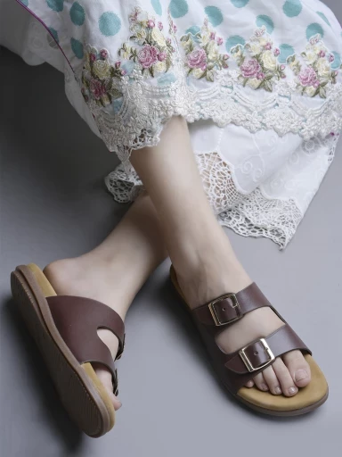 Stylestry Stylish Solid Brown Flats For Women