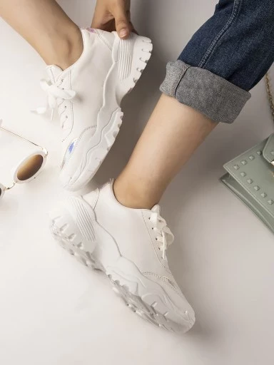 Stylestry Women White Mesh Walking Shoes