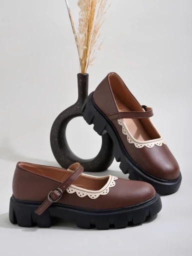 Stylestry Round Toe Brown Mary Janes Bellies For Women & Girls