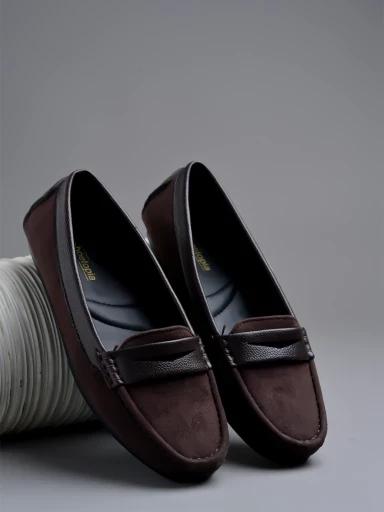 Stylestry upper Suede Detailed Brown Loafers For Women & Girls