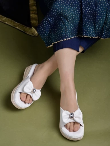 Stylestry Comfortable White Platform Heels For Women & Girls