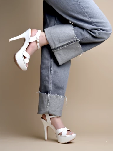 Stylestry Stylish White High Heeled Sandals For Women & Girls