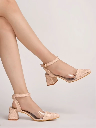 Shoetopia Stylish Ankle Strap Peach Pumps For Women & Girls