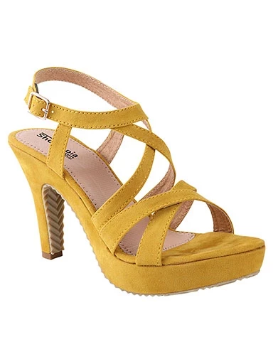 Stylestry Womens & Girls Yellow Solid Slim Heels Sandals