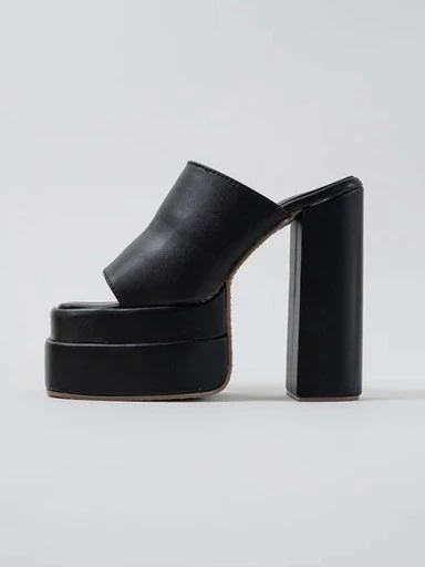 Stylestry Stylish Solid Black Block Heels For Women & Girls