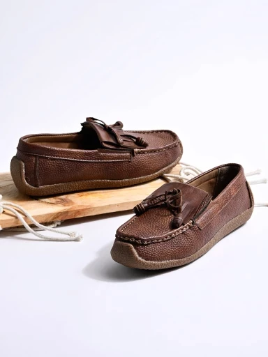 Stylestry Upper Tassel Detailing Brown Loafers For Women & Girls