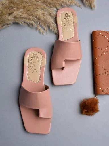 Stylestry One-Toe Slip-On Pink Flats For Women & Girls